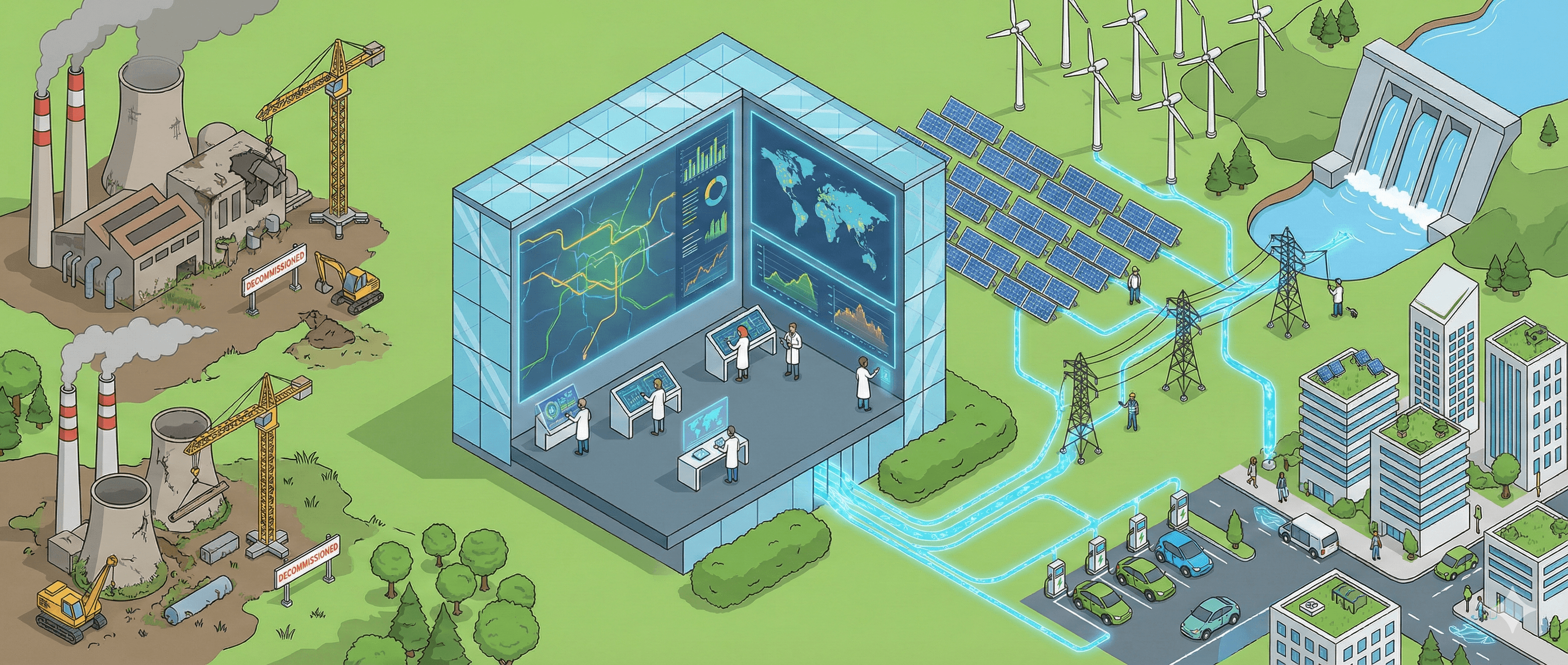 Ein KI-generiertes Bild, welches den Studiengang Energiewirtschaft & Management illustriert