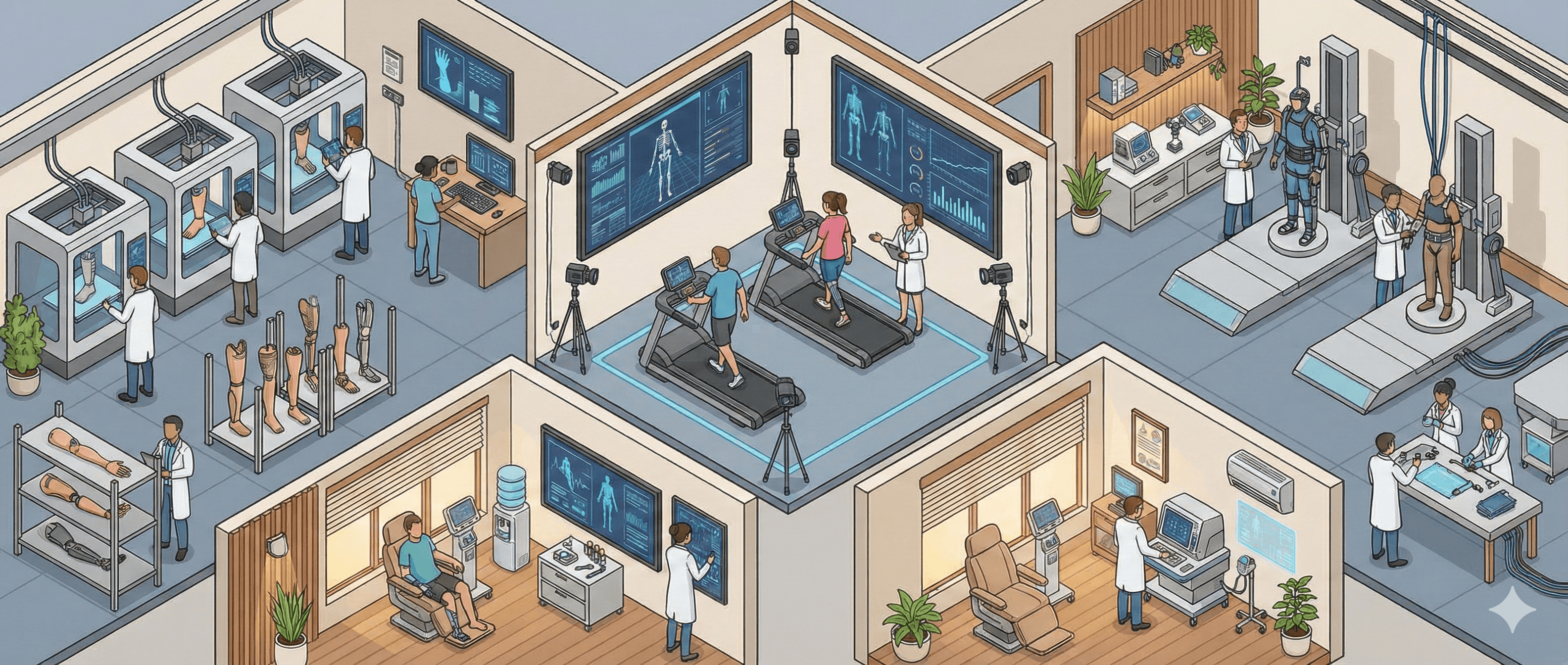 Ein KI-generiertes Bild, welches den Studiengang Orthopädie- und Rehabilitationstechnik illustriert