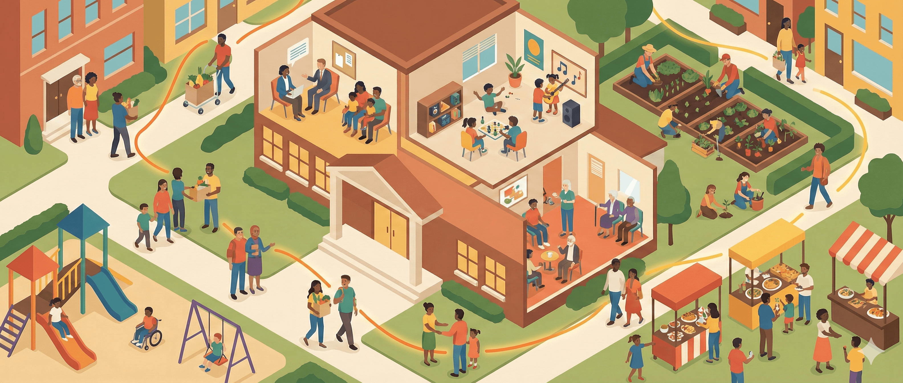 Ein KI-generiertes Bild, welches den Studiengang Soziale Arbeit: Migration & Integration (Dual) illustriert